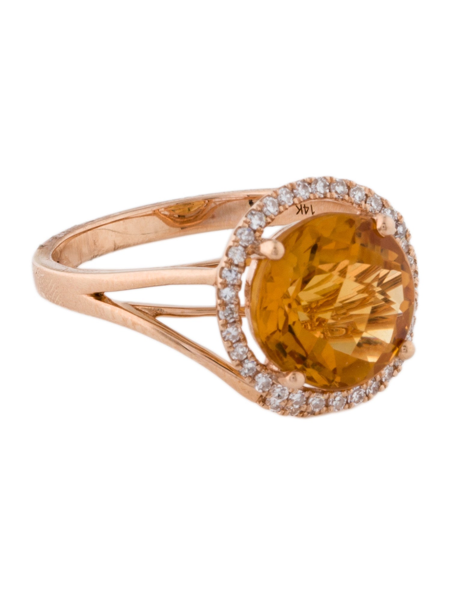 Effy Jewelry 14K Citrine & Diamond Cocktail Ring