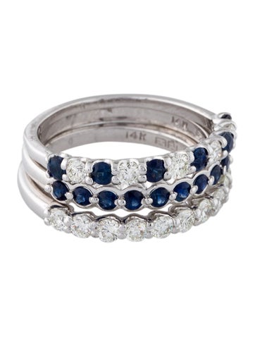 Effy Jewelry Band 14K Diamond & Sapphire Stacking Ring Set 6.75