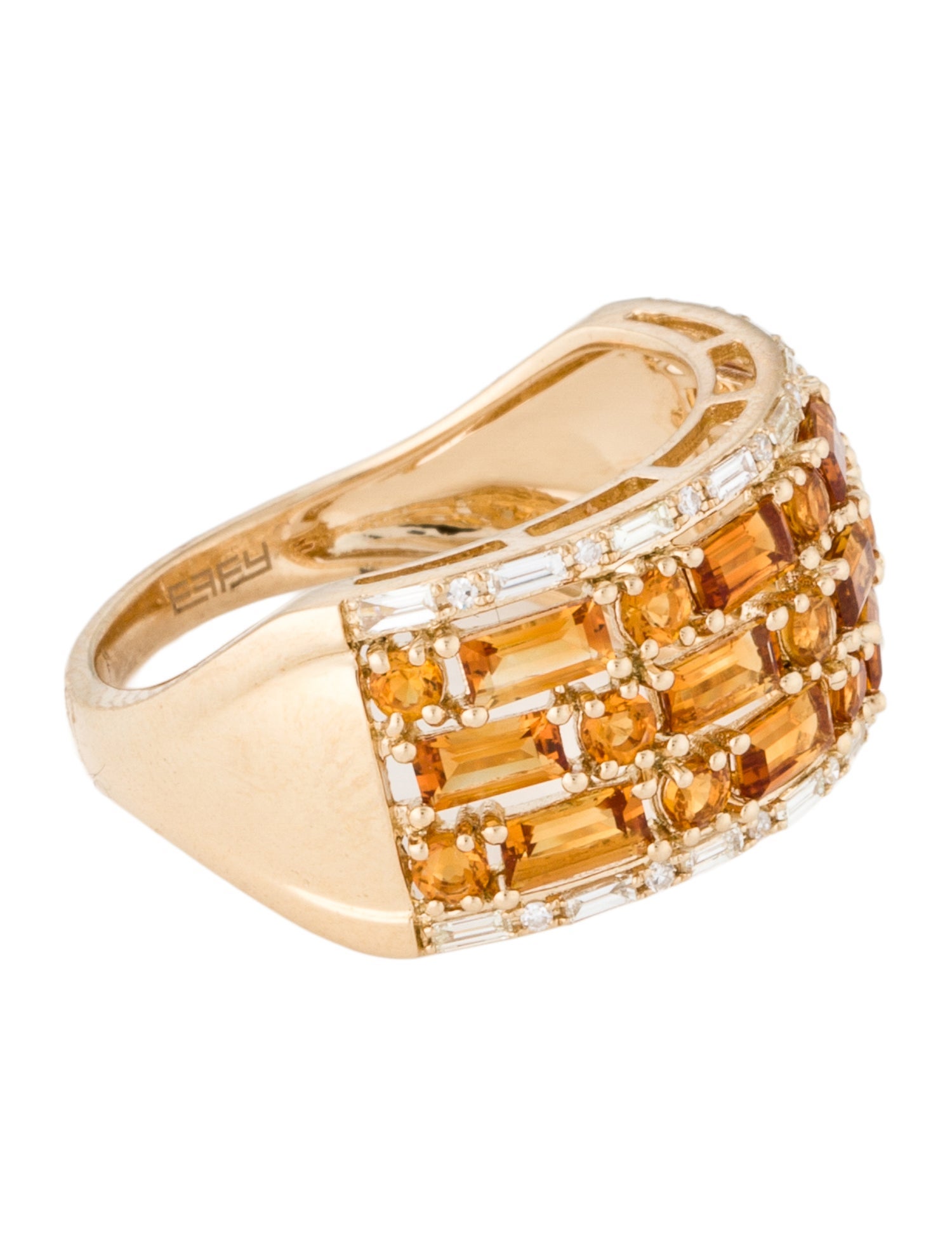 Effy Jewelry 14K 1.32ctw Citrine & Diamond Band