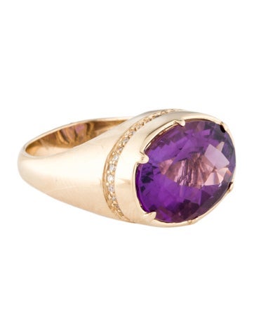 Effy Jewelry Cocktail Ring 14K Amethyst & Diamond 7.25