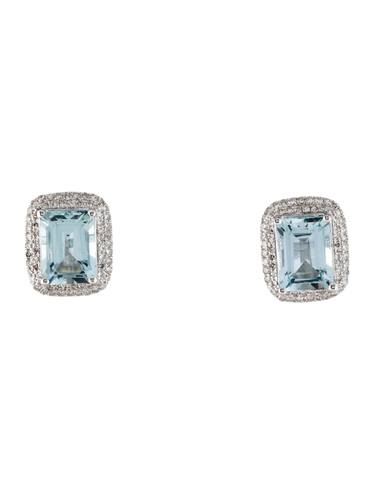 Effy Jewelry 14K 3.25ctw Aquamarine & Diamond Stud Earrings