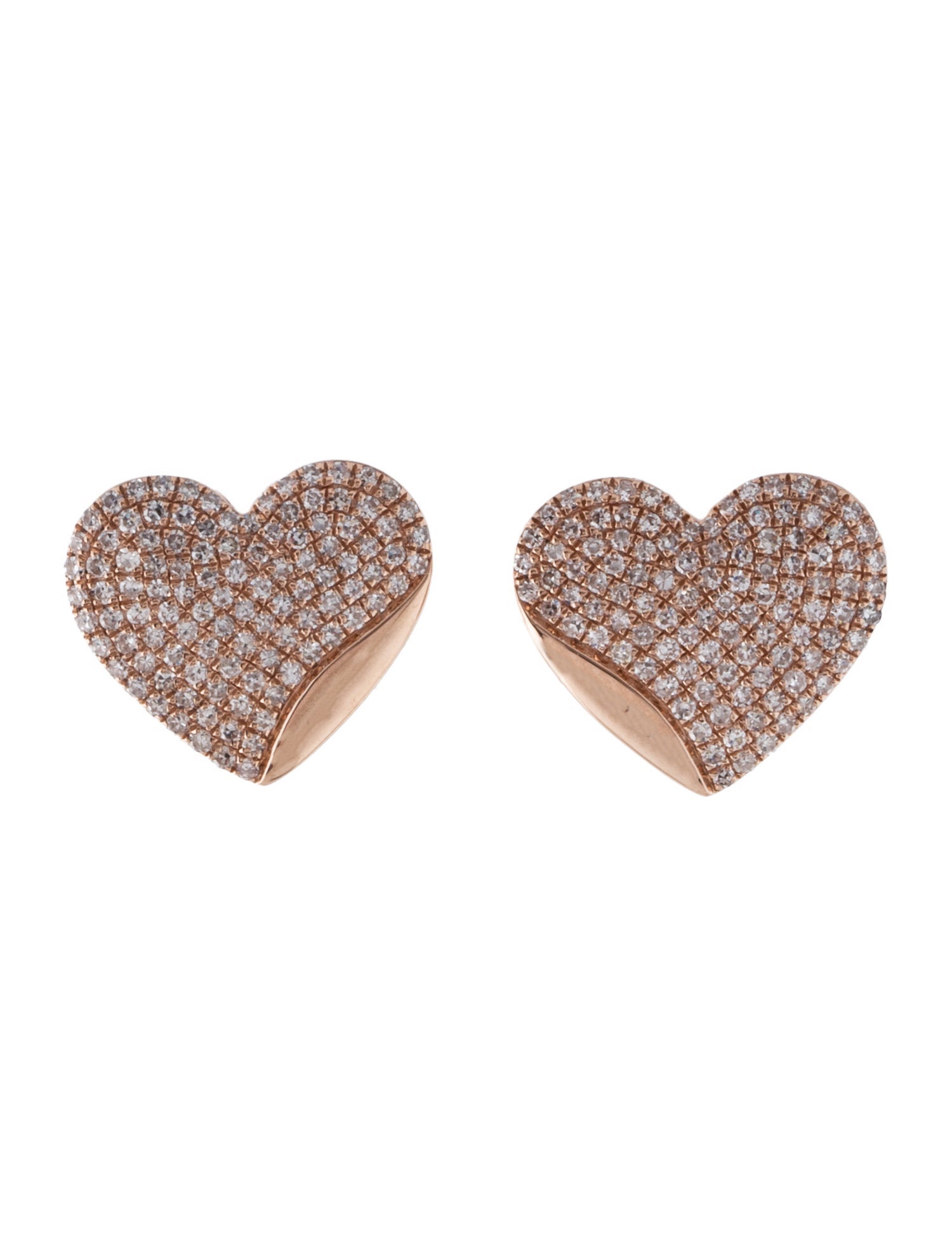 Effy Jewelry 14K Diamond Heart Stud Earrings