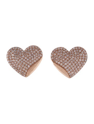 Effy Jewelry Stud 14K Diamond Heart Earrings