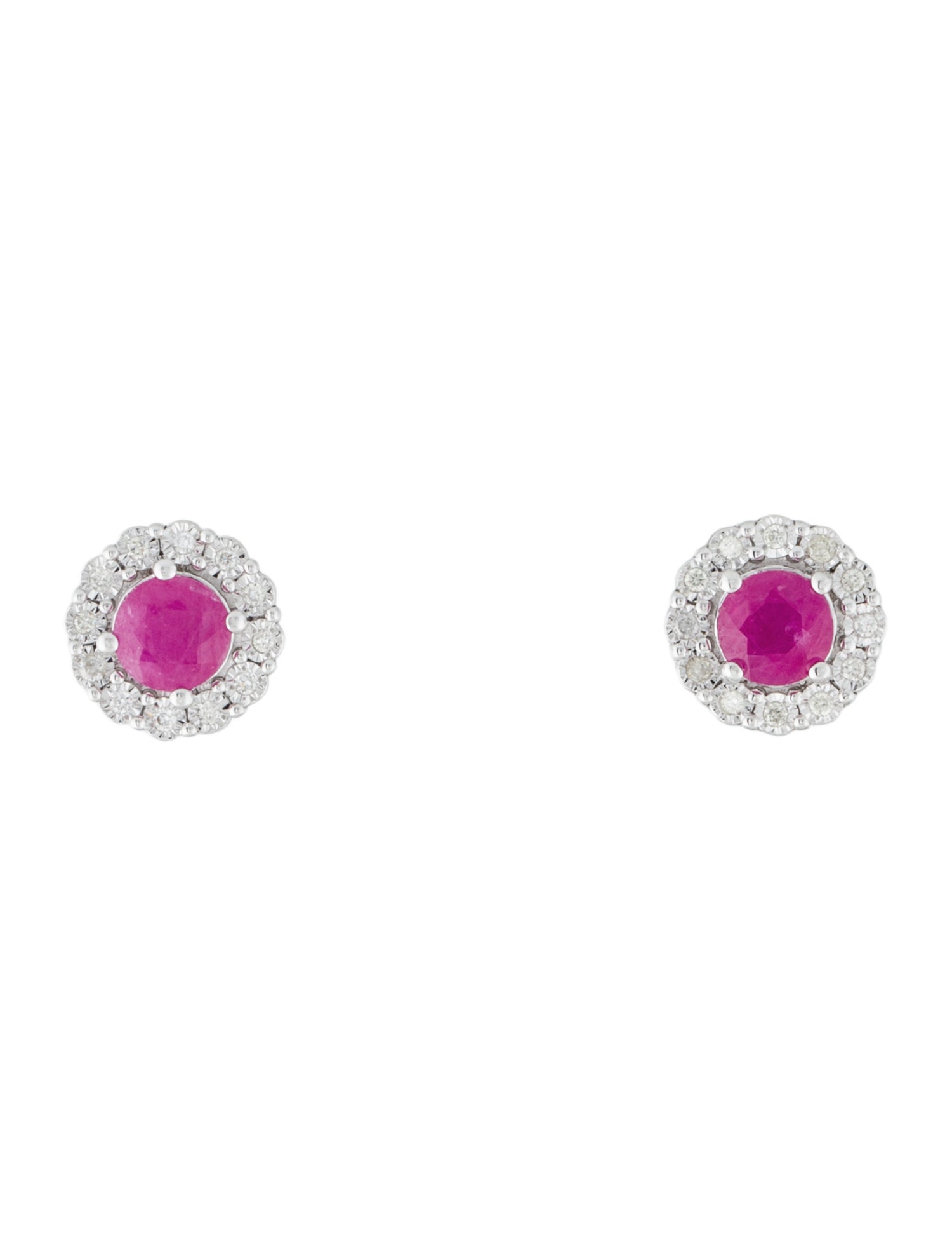 Effy Jewelry 14K Ruby & Diamond Halo Stud Earrings