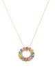 Effy Jewelry 14K Diamond, Sapphire & Tsavorite Garnet Round Pendant Necklace