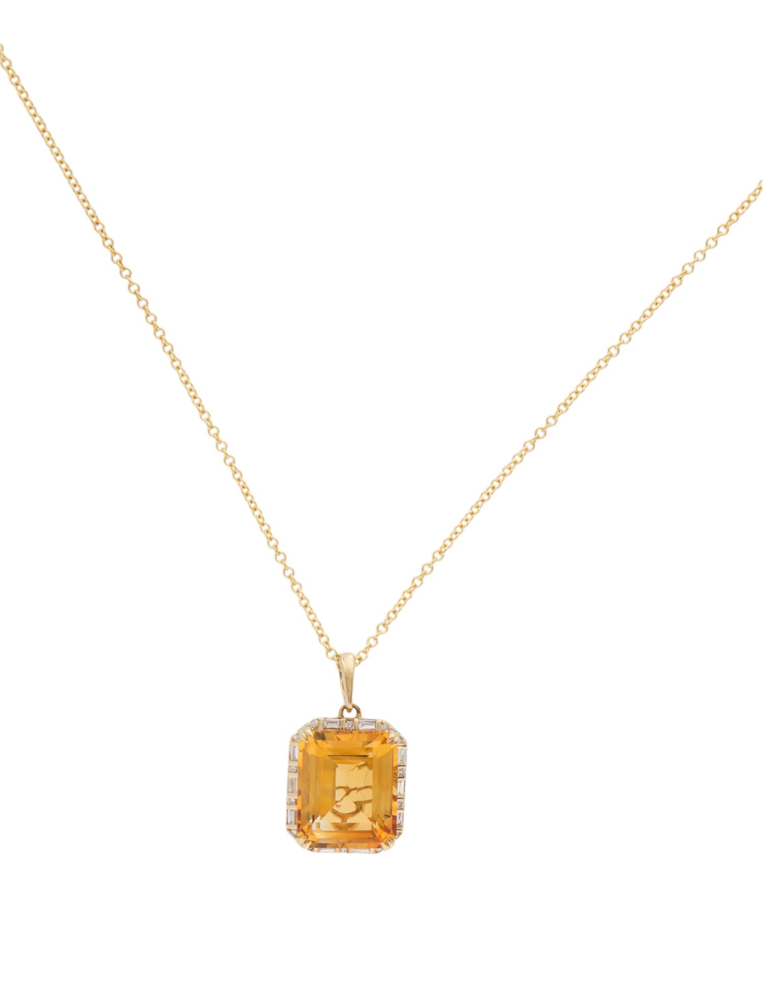 Effy Jewelry 14K 6.00ct Citrine & Diamond Pendant Necklace