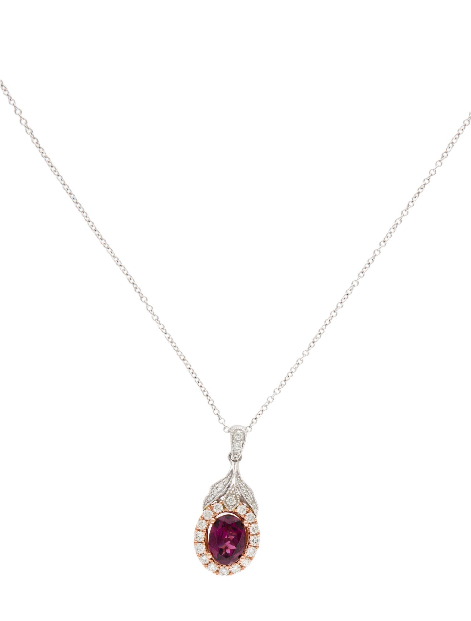 Effy Jewelry 14K 1.30ct Rhodolite & Diamond Pendant Necklace