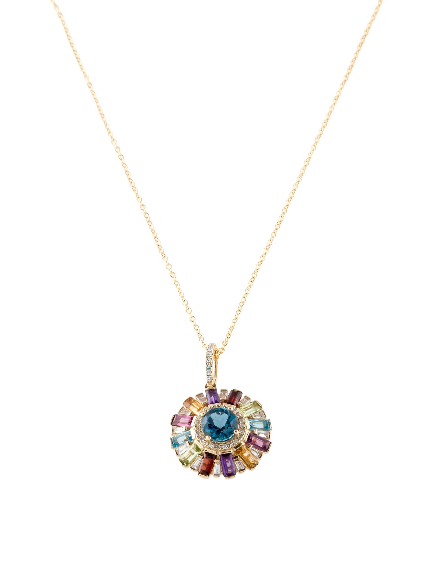 Effy Jewelry 14K Multi-stone & Diamond Pendant Necklace