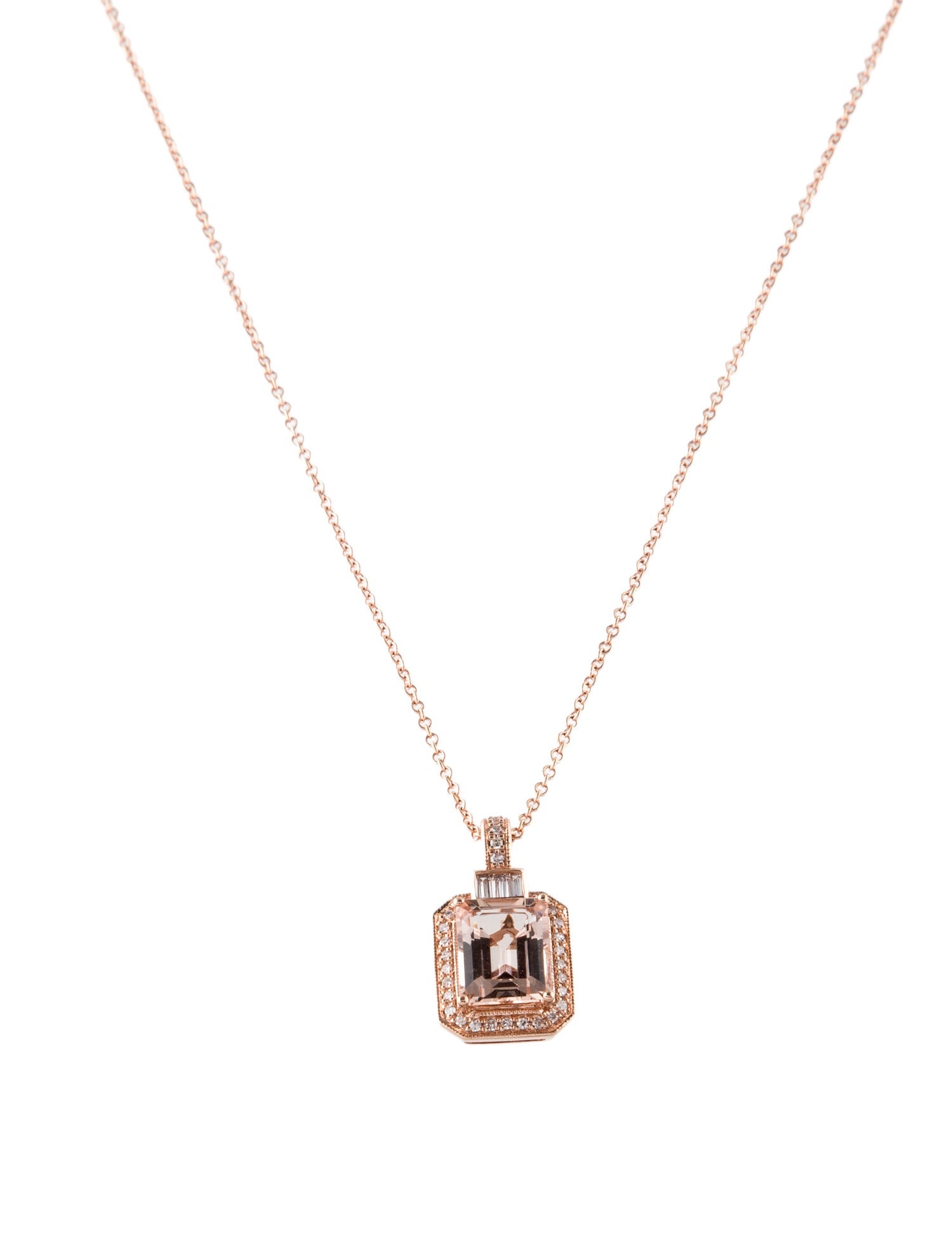 Effy Jewelry 14K 2.20ct Morganite & Diamond Pendant Necklace