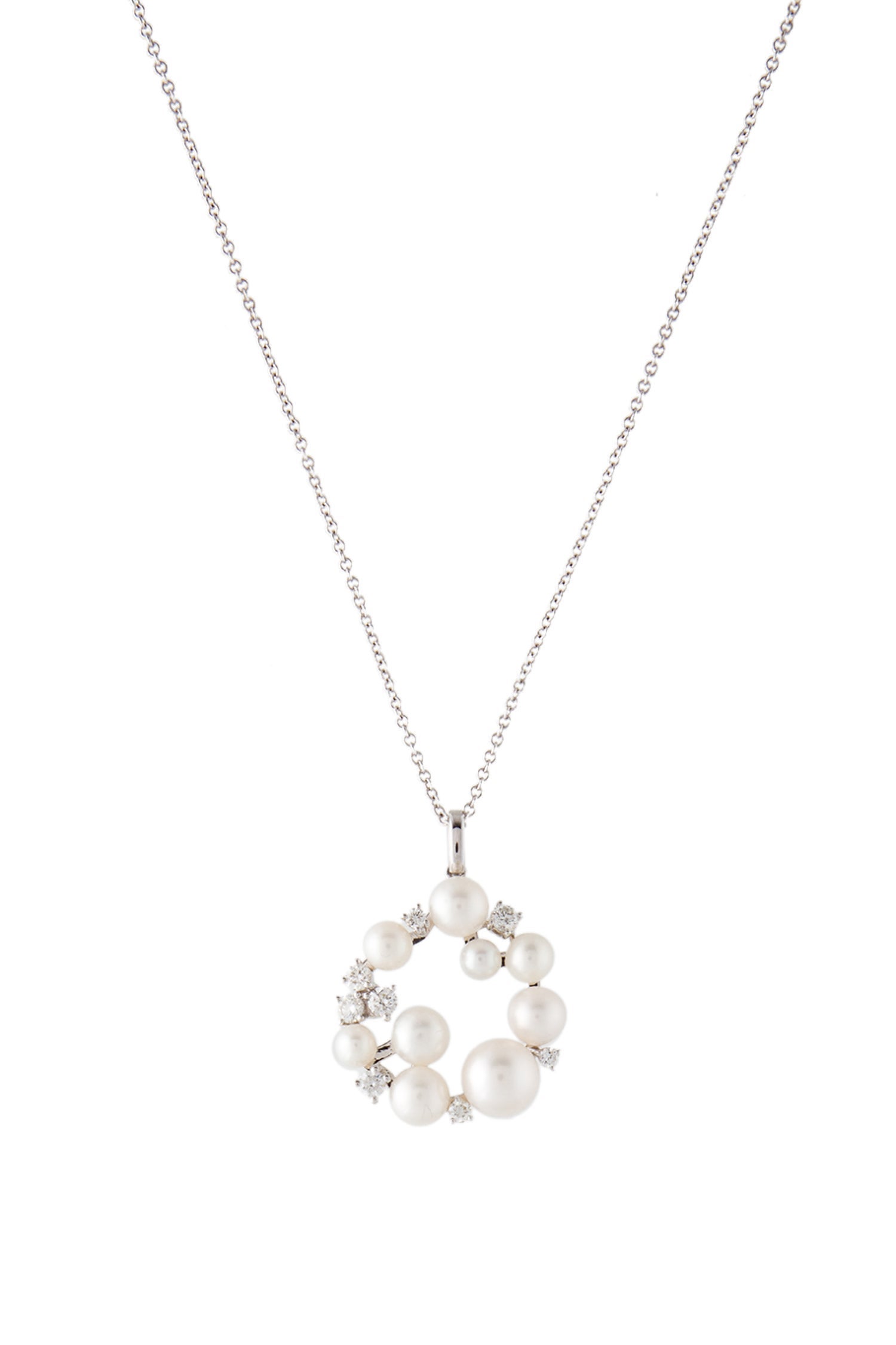 Effy Jewelry 14K Pearl & Diamond Cluster Pendant Necklace