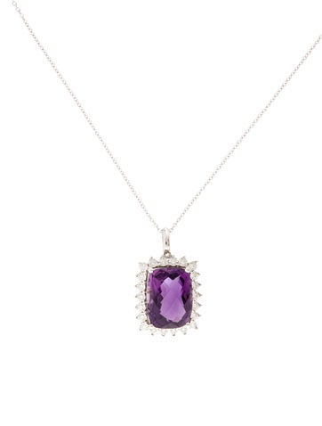 Effy Jewelry Pendant Necklace 14K Amethyst & Diamond