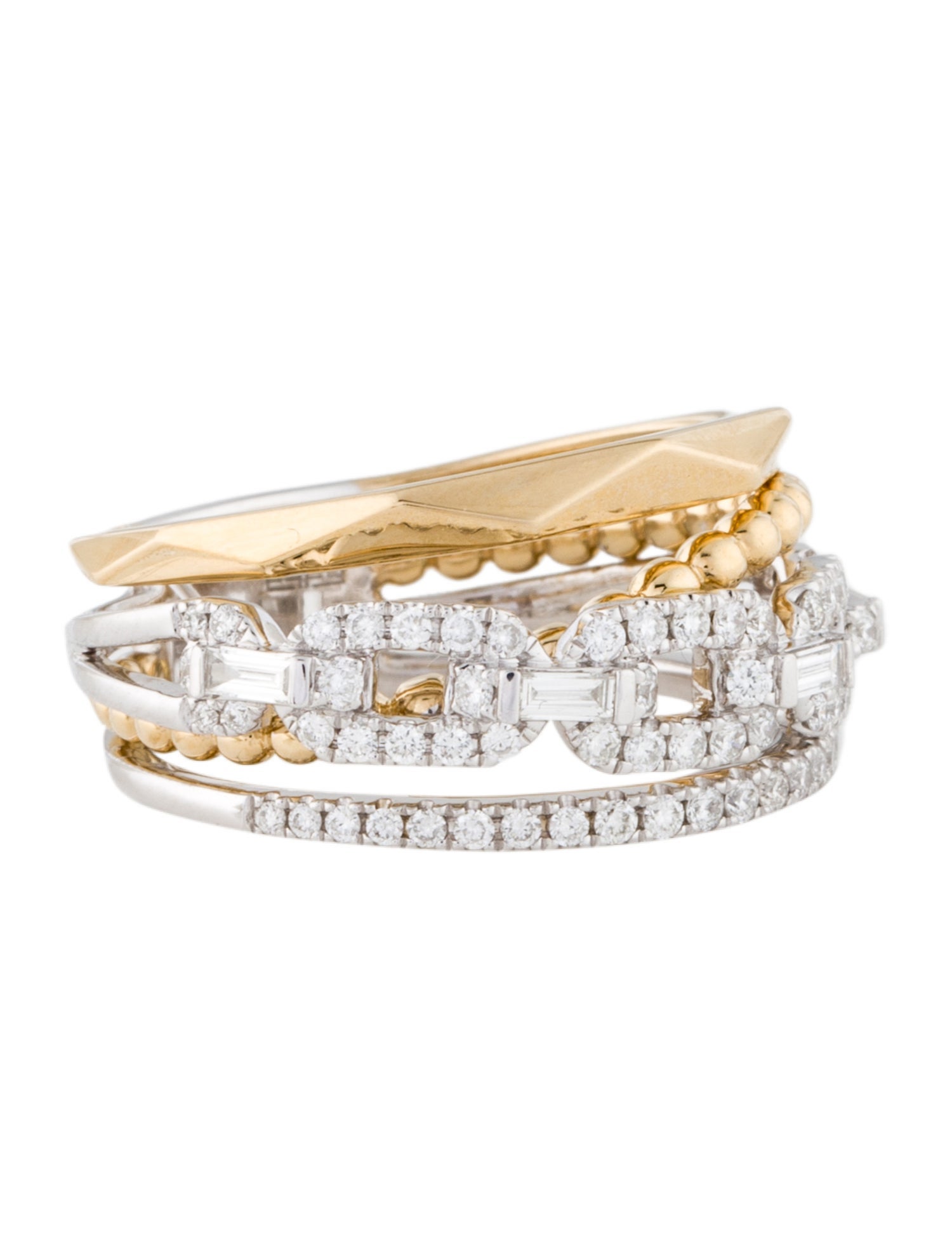 Effy Jewelry Diamond Triple Row Chain Link Cocktail ring