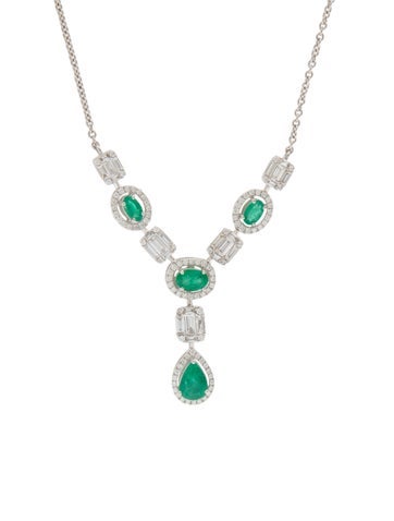 Effy Jewelry Lavalier 14K Diamond & Emerald Pendant Necklace