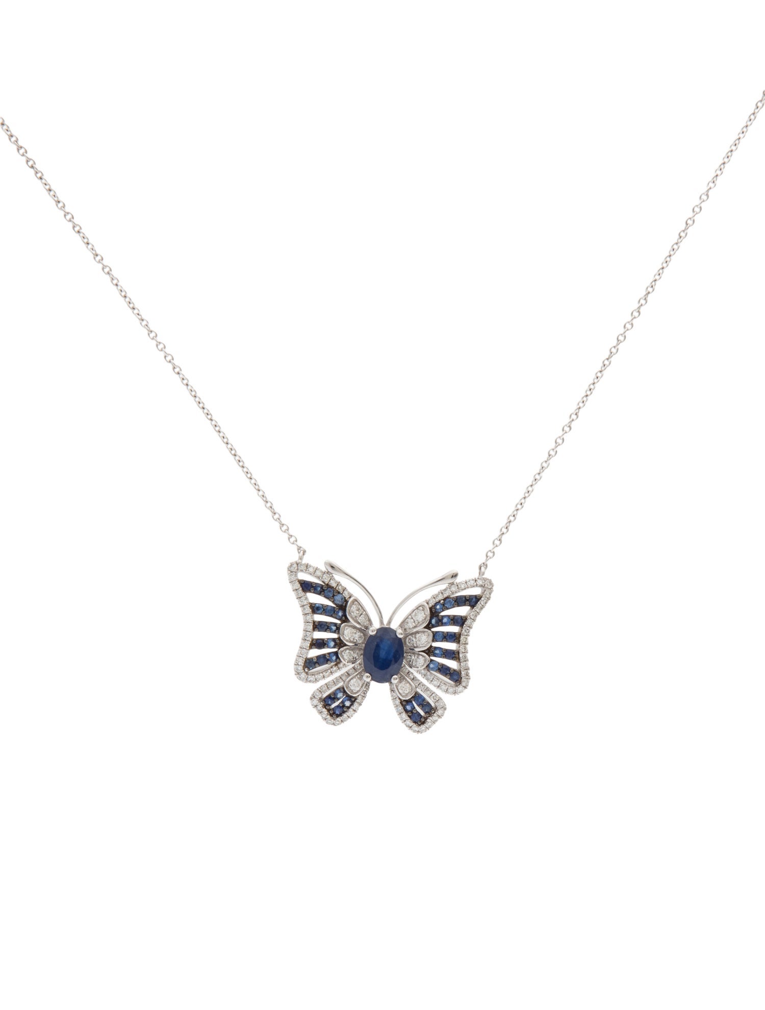 Effy Jewelry 14K Sapphire & Diamond Butterfly Pendant Neckalce