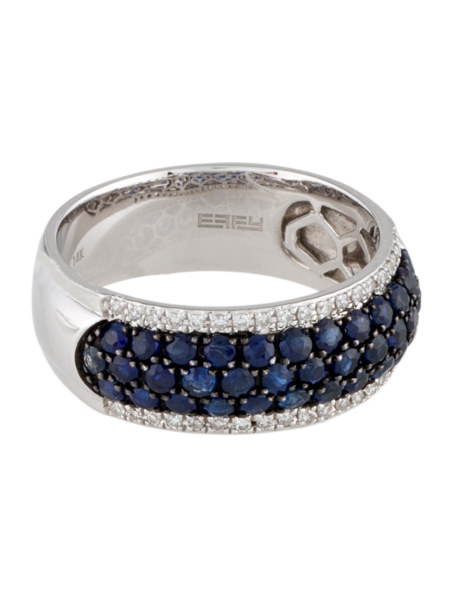 Effy Jewelry 14K 1.29ctw Sapphire & Diamond Band Ring