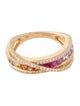 Effy Jewelry 14K 1.25ctw Sapphire & Diamond Rainbow Crossover Band