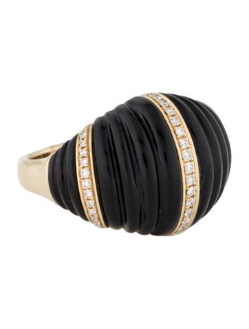 Effy Jewelry Cocktail Ring 14K Onyx & Diamond 6.75