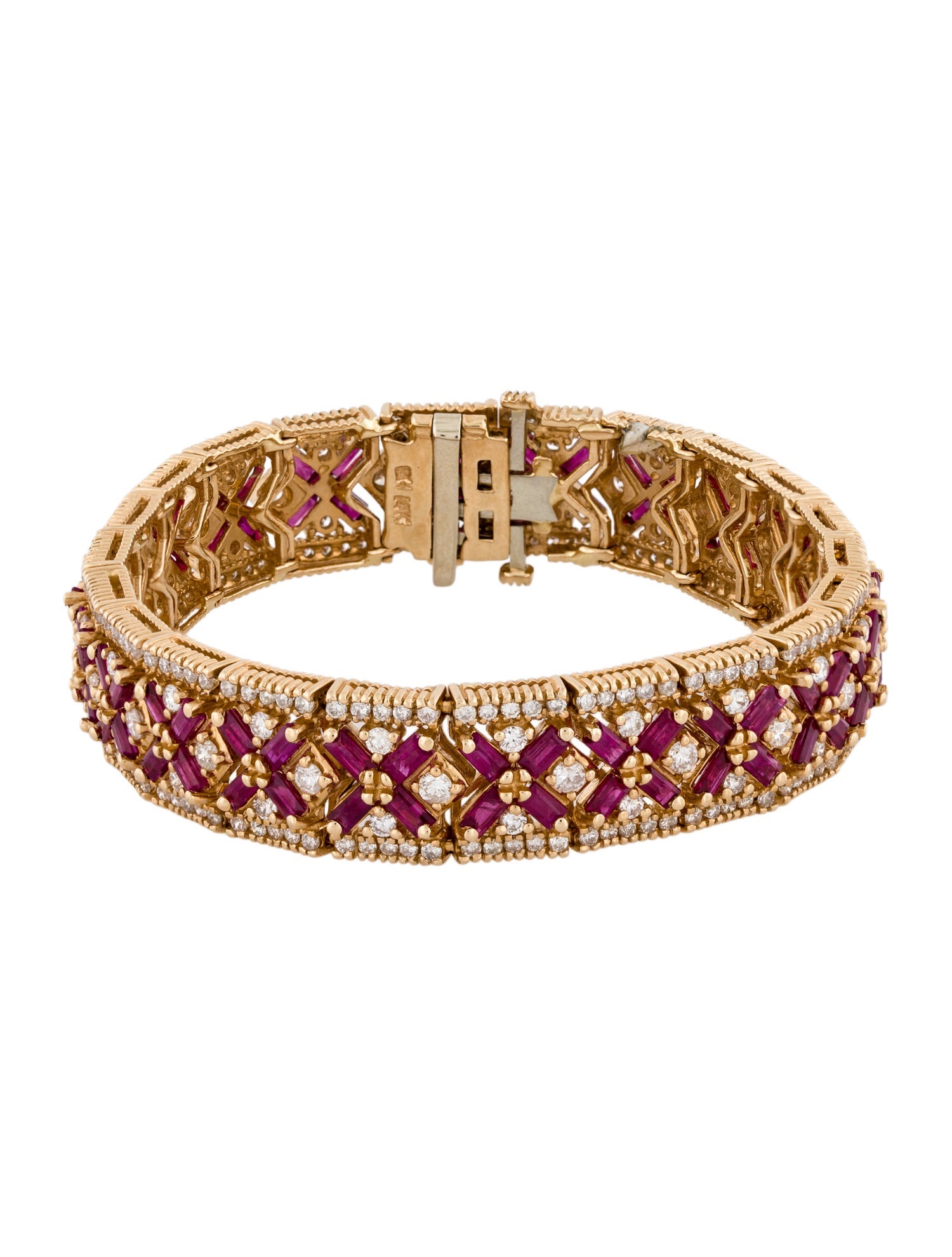 Effy Jewelry 14K Baguette Ruby & Diamond Link Bracelet