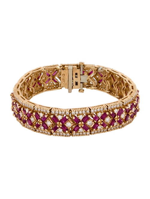Effy Jewelry 14K Baguette Ruby & Diamond Link Bracelet