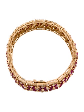 Effy Jewelry 14K Baguette Ruby & Diamond Link Bracelet