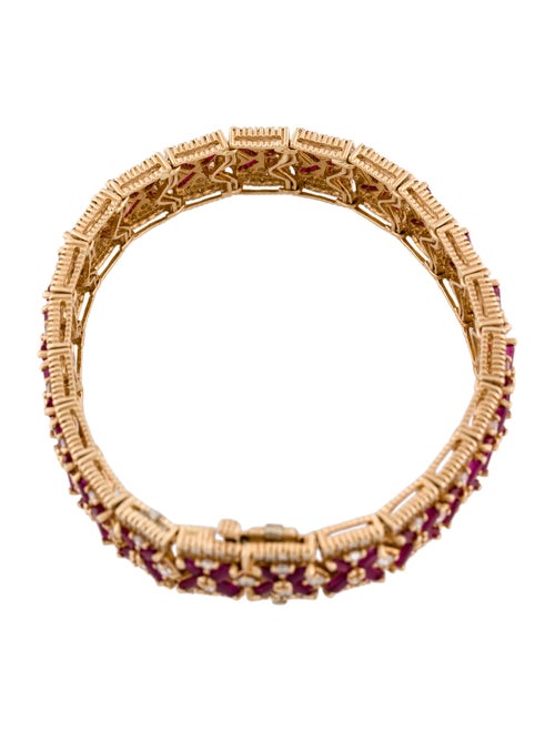 Effy Jewelry 14K Baguette Ruby & Diamond Link Bracelet