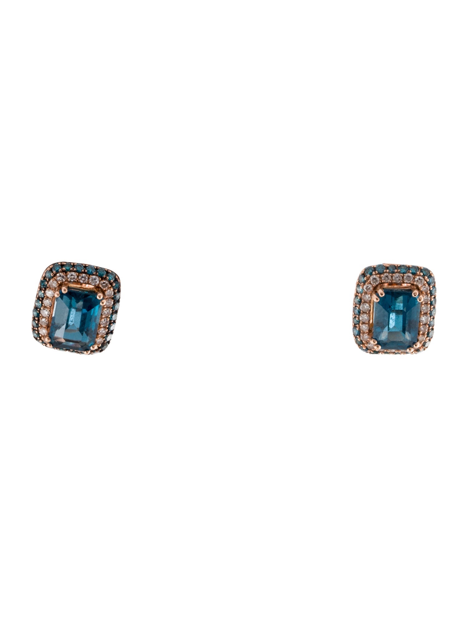 Effy Jewelry 14K 2.16ctw Blue Topaz & Diamond Stud Earrings