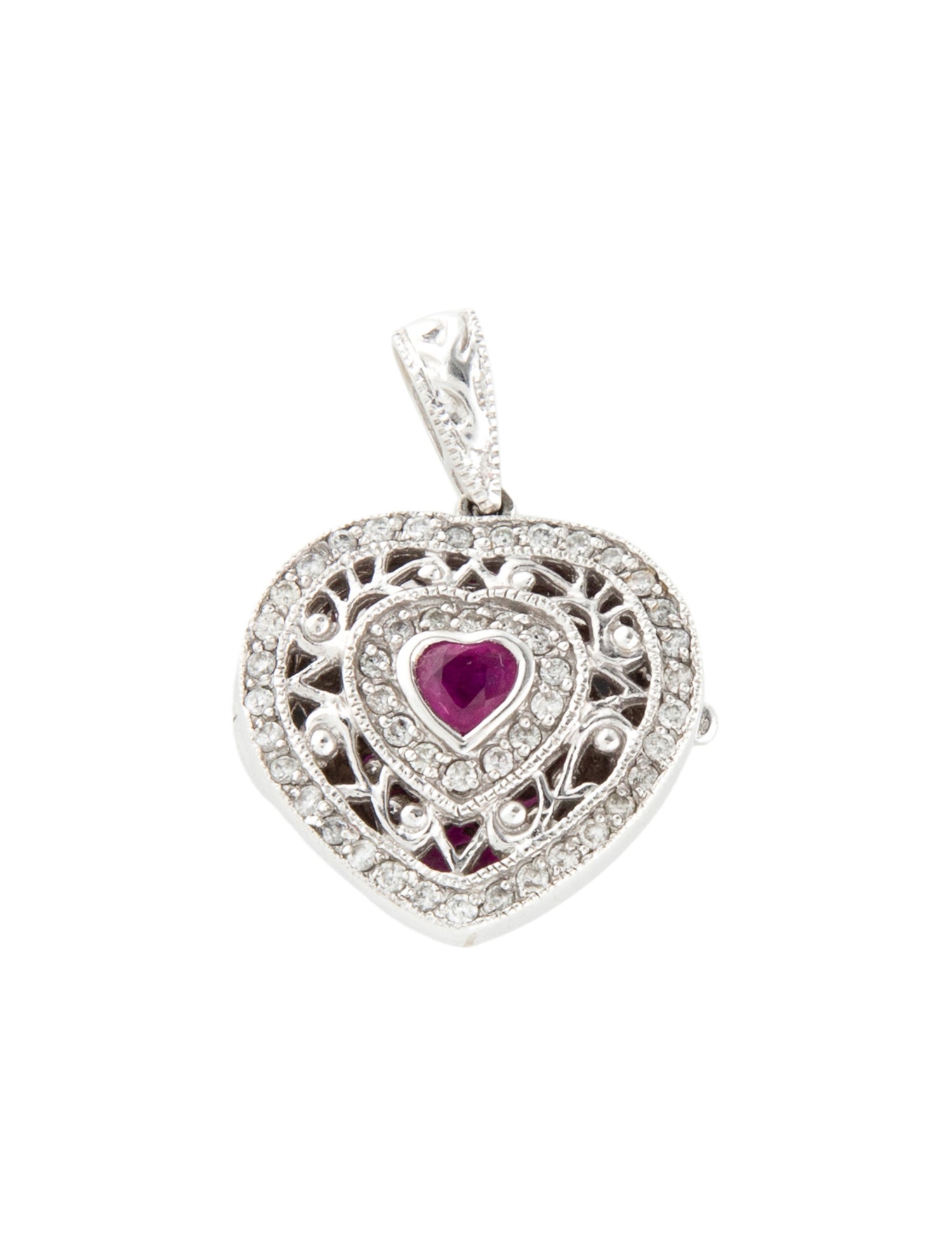 Effy Jewelry 14K Ruby & Diamond Heart Locket