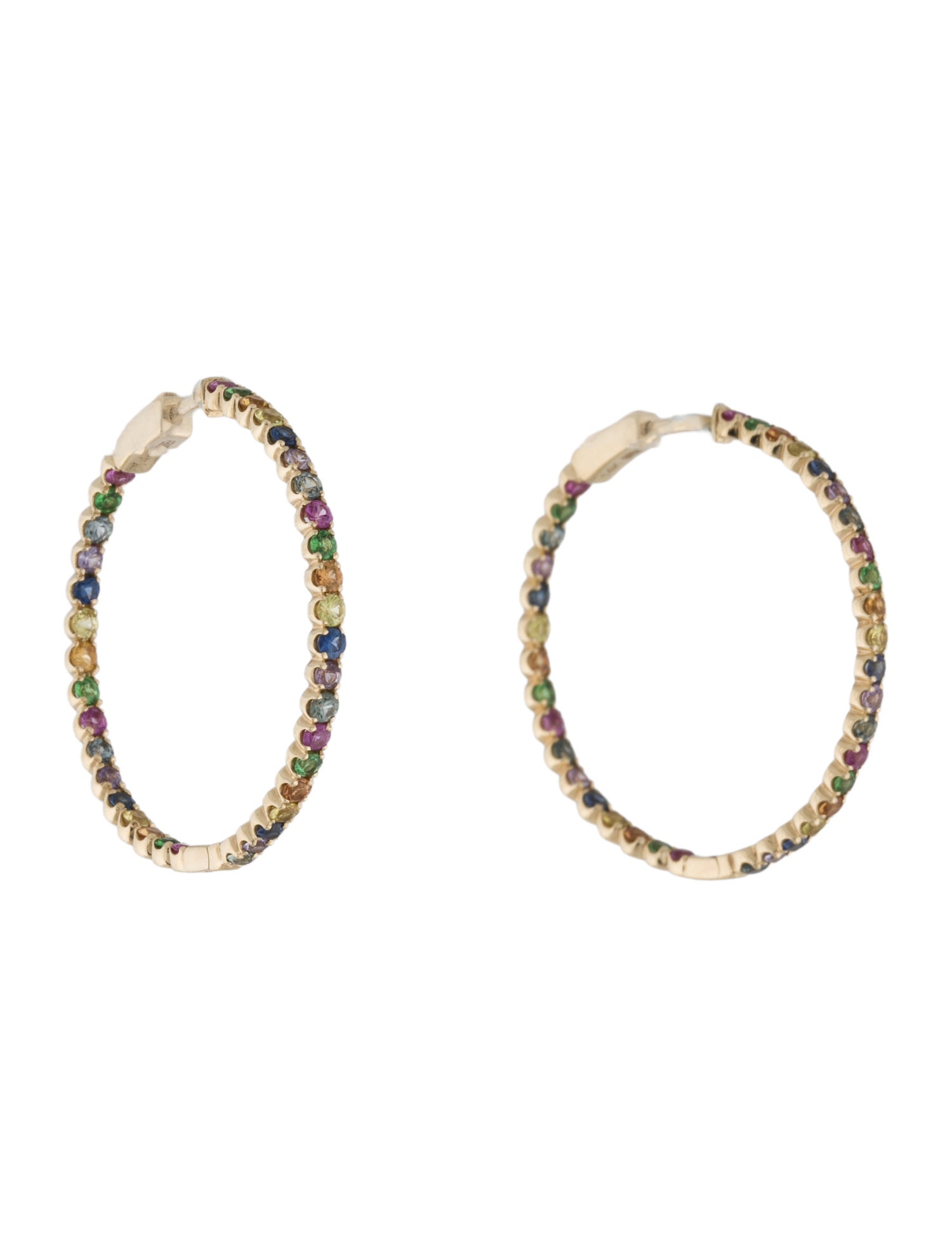 Effy Jewelry 14K Ruby, Sapphire, & Tsavorite Garnet Inside-Out Hoop Earrings