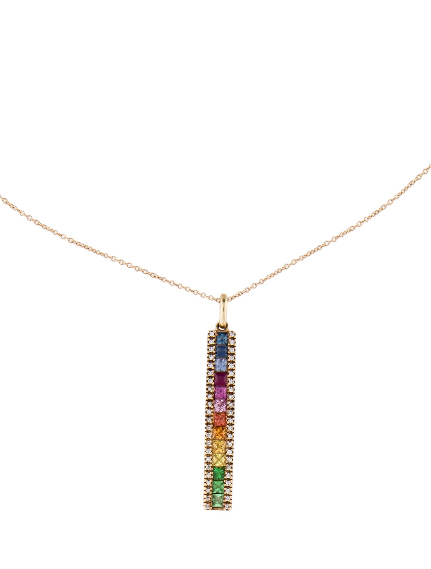 Effy Jewelry 14K Multistone & Diamond Bar Pendant Necklace