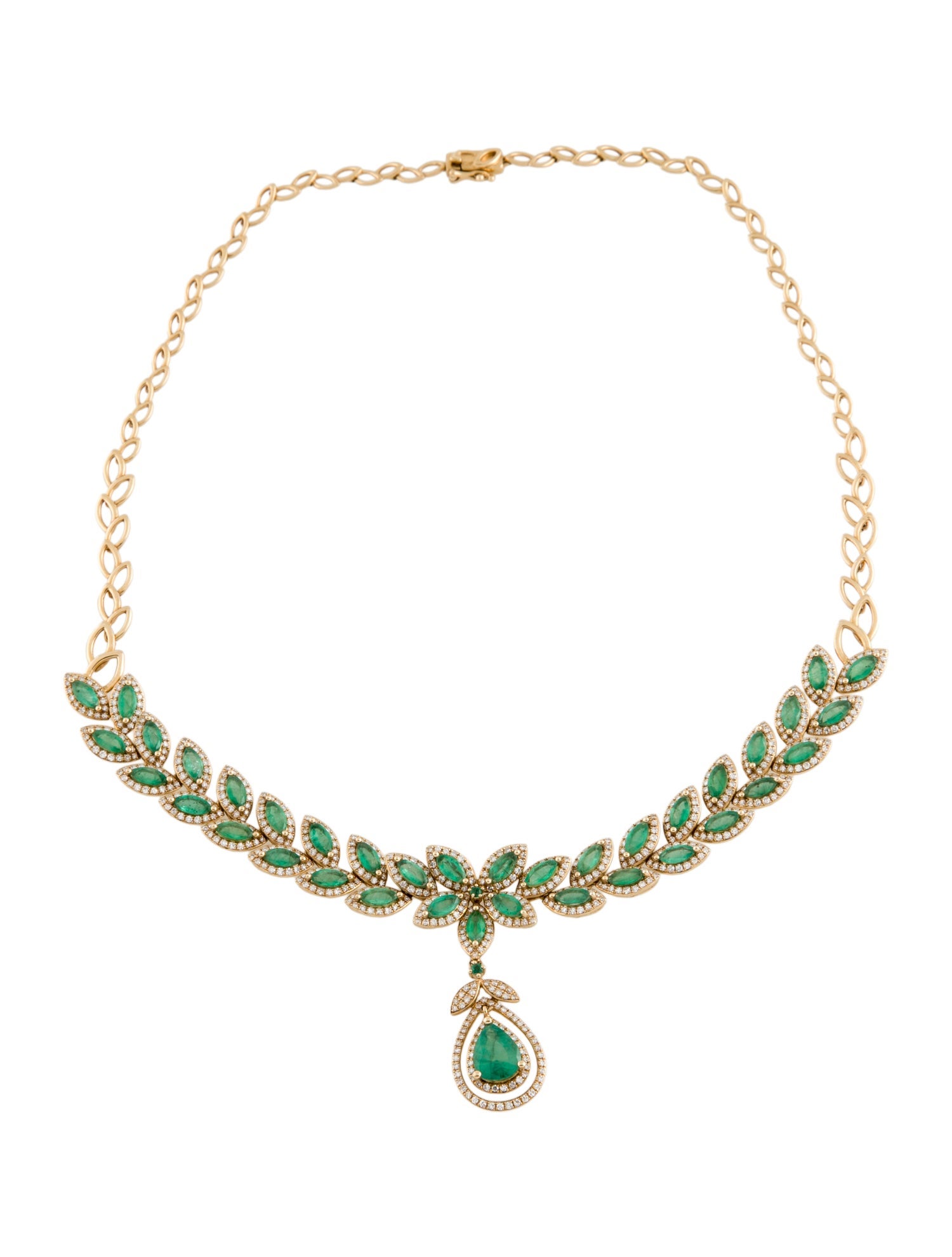 Effy Jewelry 14K 7.56ctw Emerald & Diamond Collar Pendant Necklace