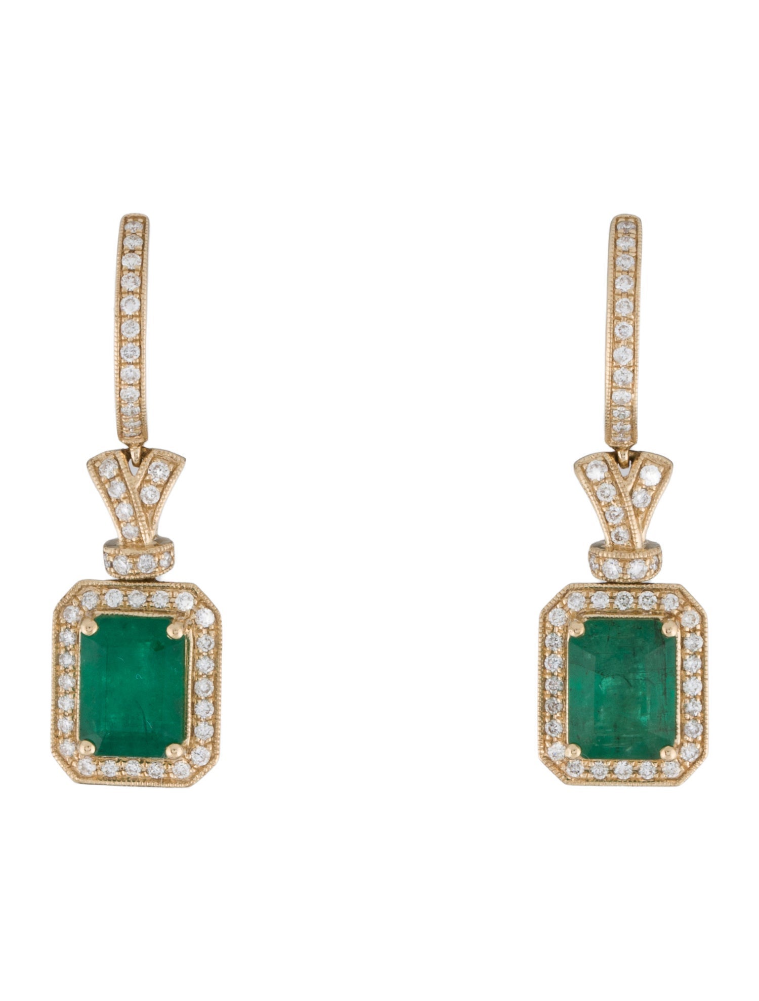 Effy Jewelry 14K 2.53ctw Emerald & Diamond Brasilica Drop Earrings