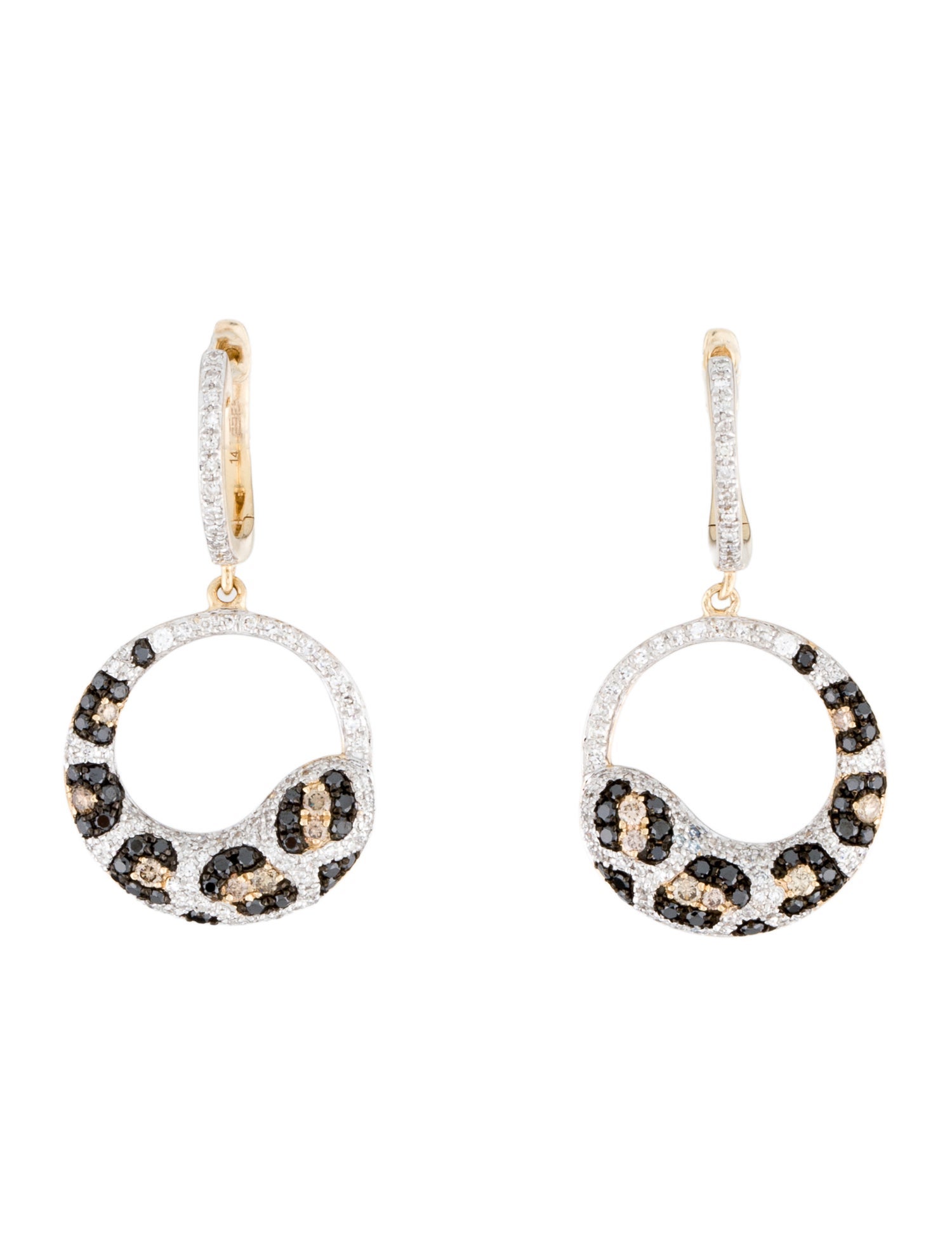 Effy Jewelry 14K 1.24ctw Diamond Leopard Spot Drop Earrings