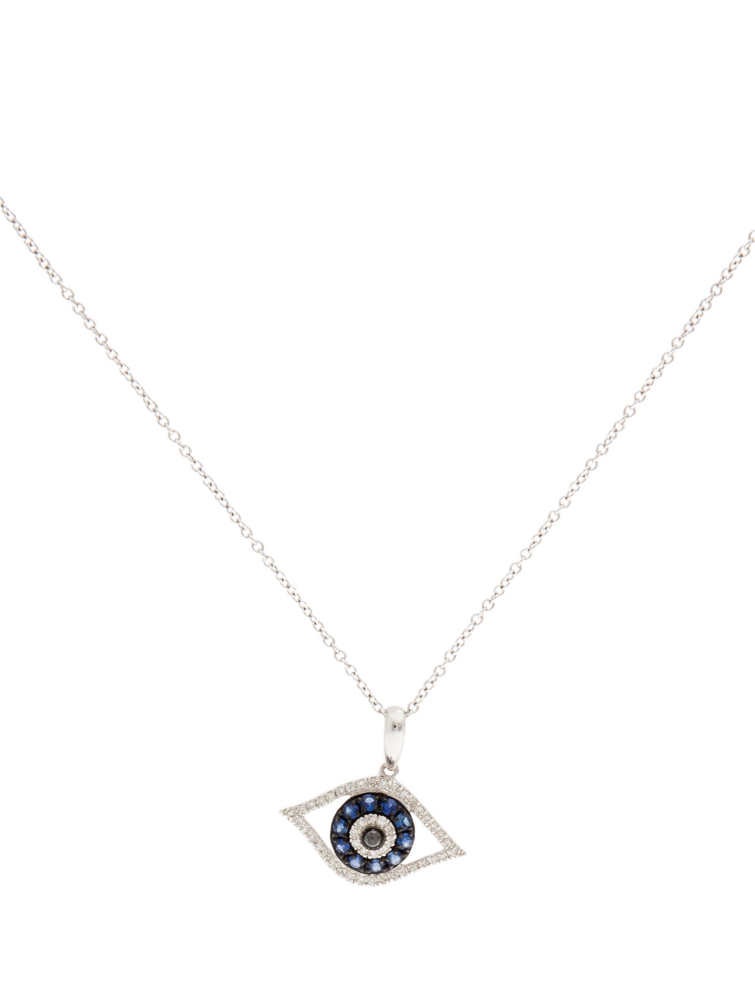 Effy Jewelry 14K Sapphire & Diamond Evil Eye Pendant