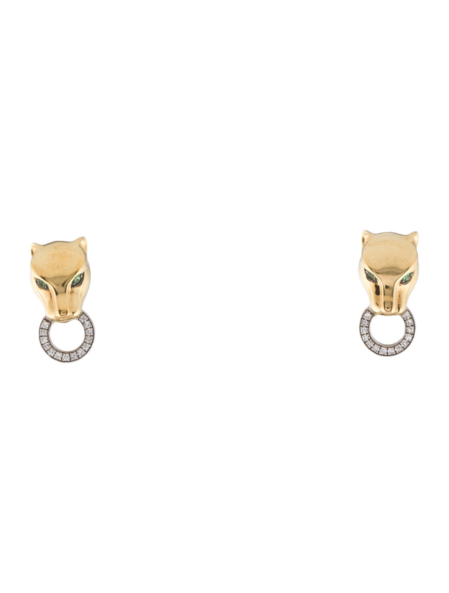 Effy Jewelry Diamond & Tsavorite Garnet Panther Knocker Earrings