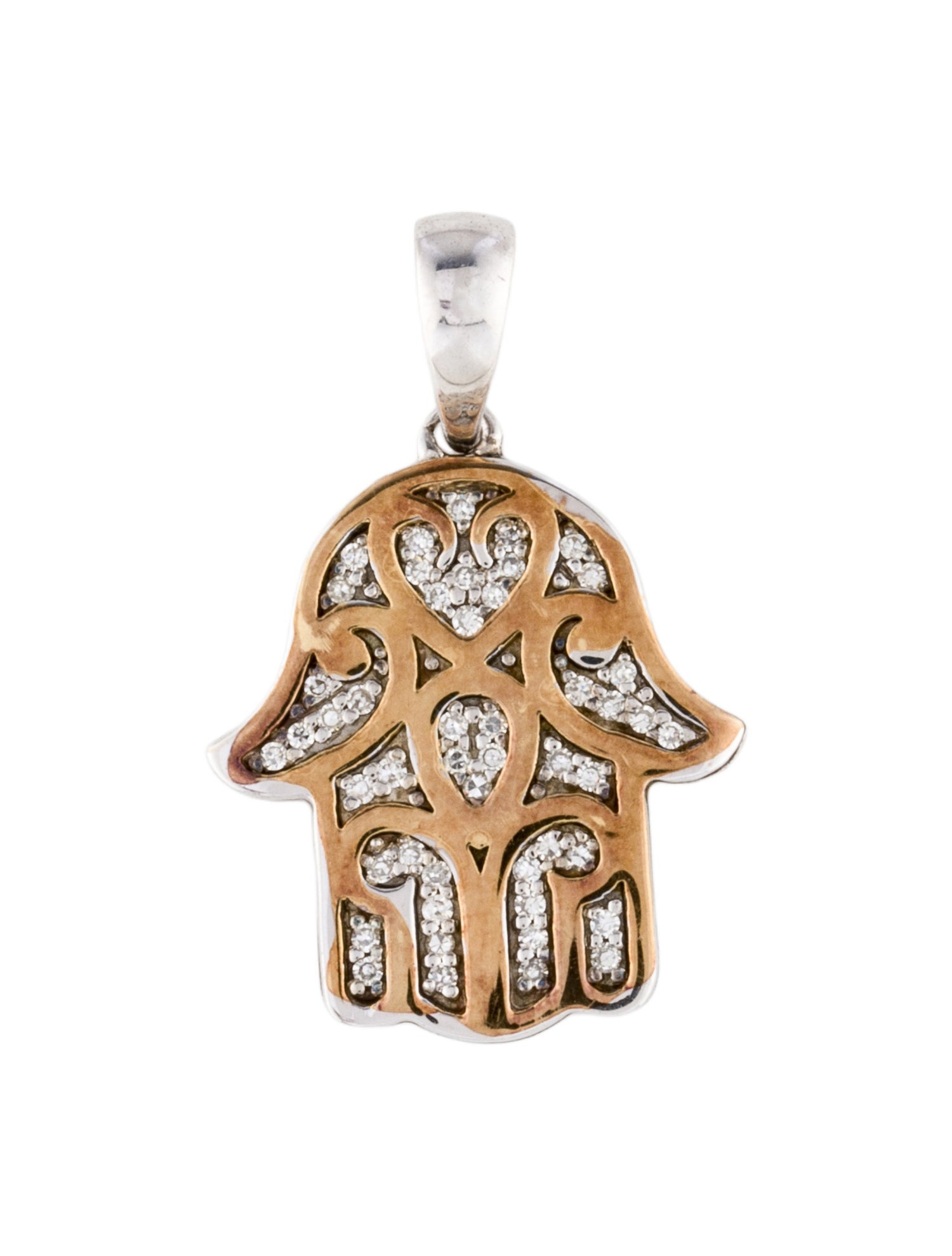 Effy Jewelry Two-Tone Diamond Hamsa Pendant