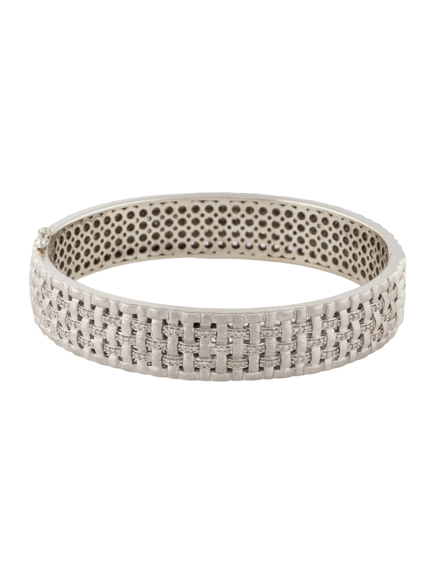 Effy Jewelry Diamond Weave Hinged Bangle Bracelet