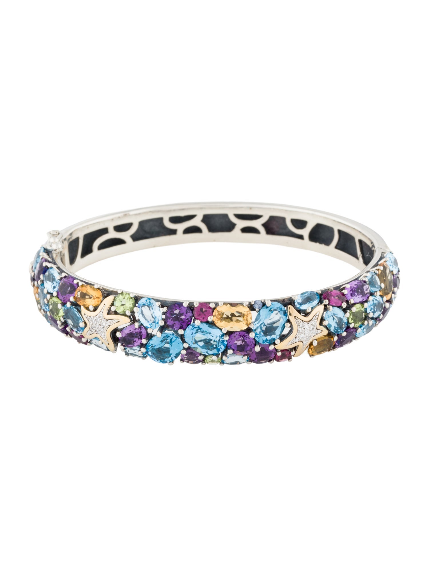 Effy Jewelry Multistone & Diamond Starfish Hinged Bangle Bracelet