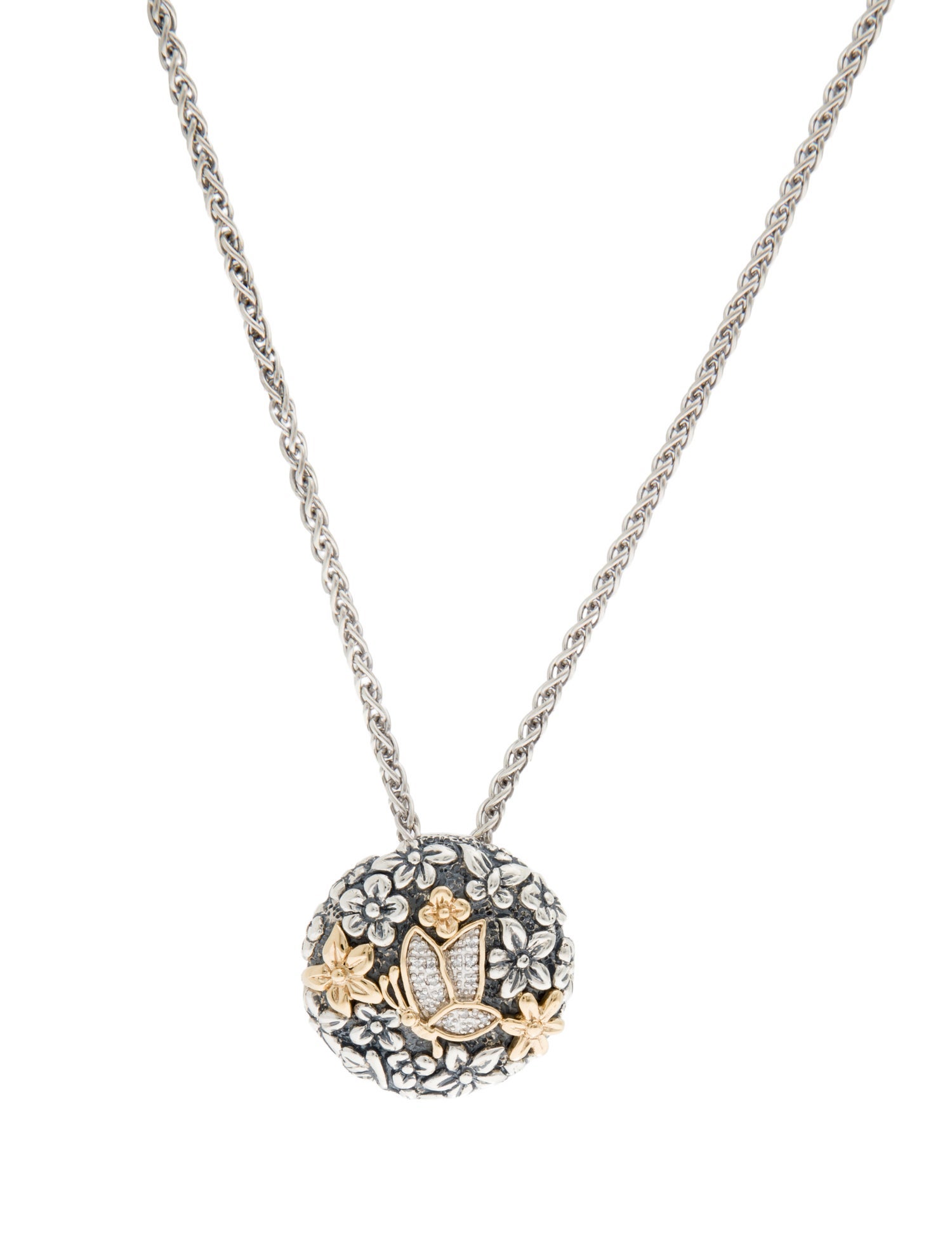 Effy Jewelry Diamond Flower & Butterfly Pendant Necklace