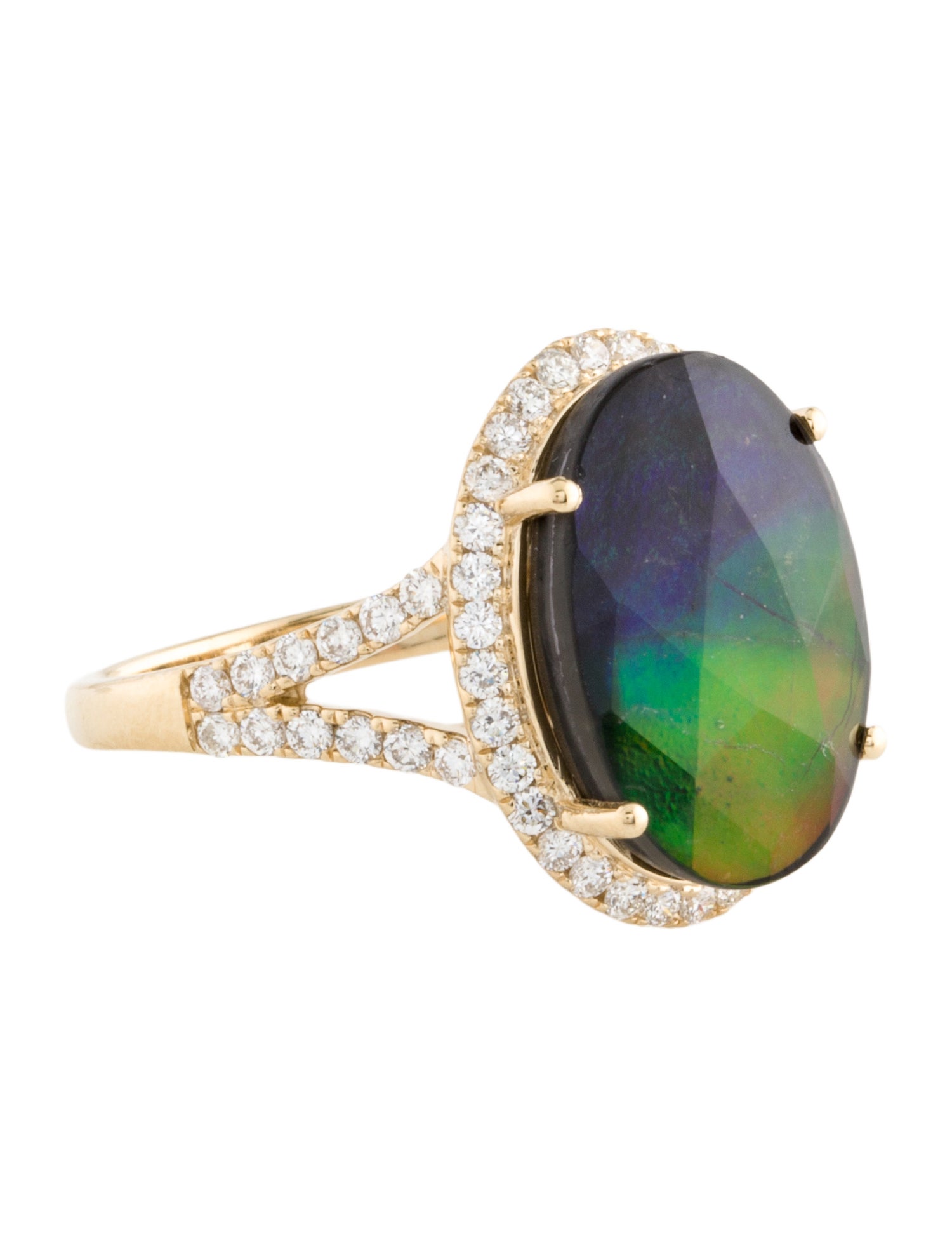 Effy Jewelry 14K Ammolite Quartz Doublet & Diamond Cocktail Ring