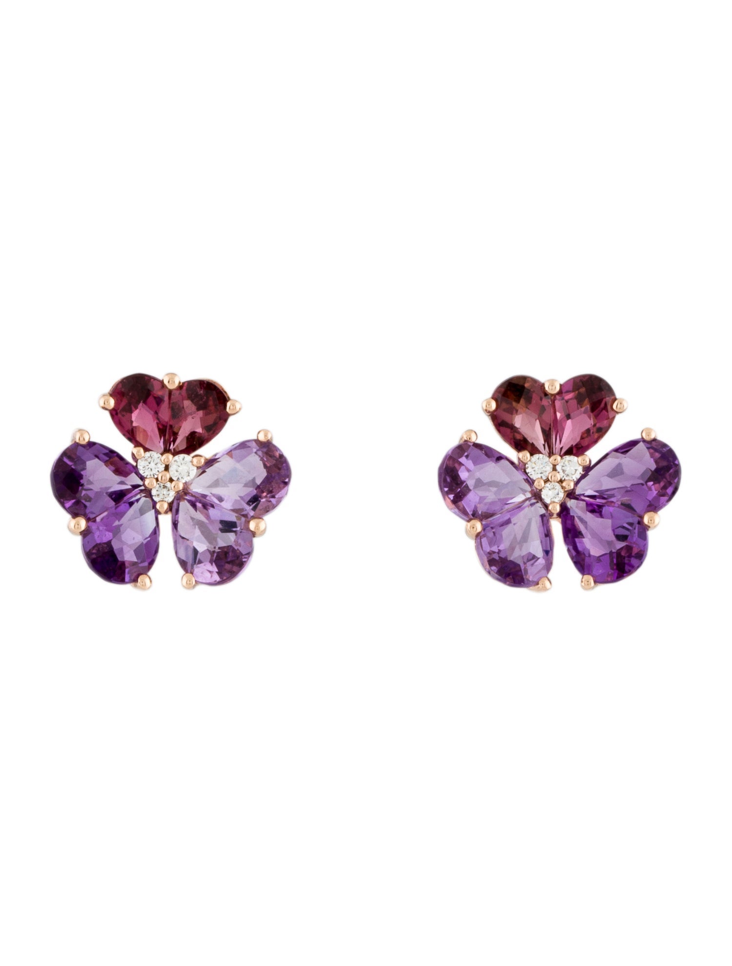 Effy Jewelry 14K Amethyst, Tourmaline & Diamond Stud Earrings