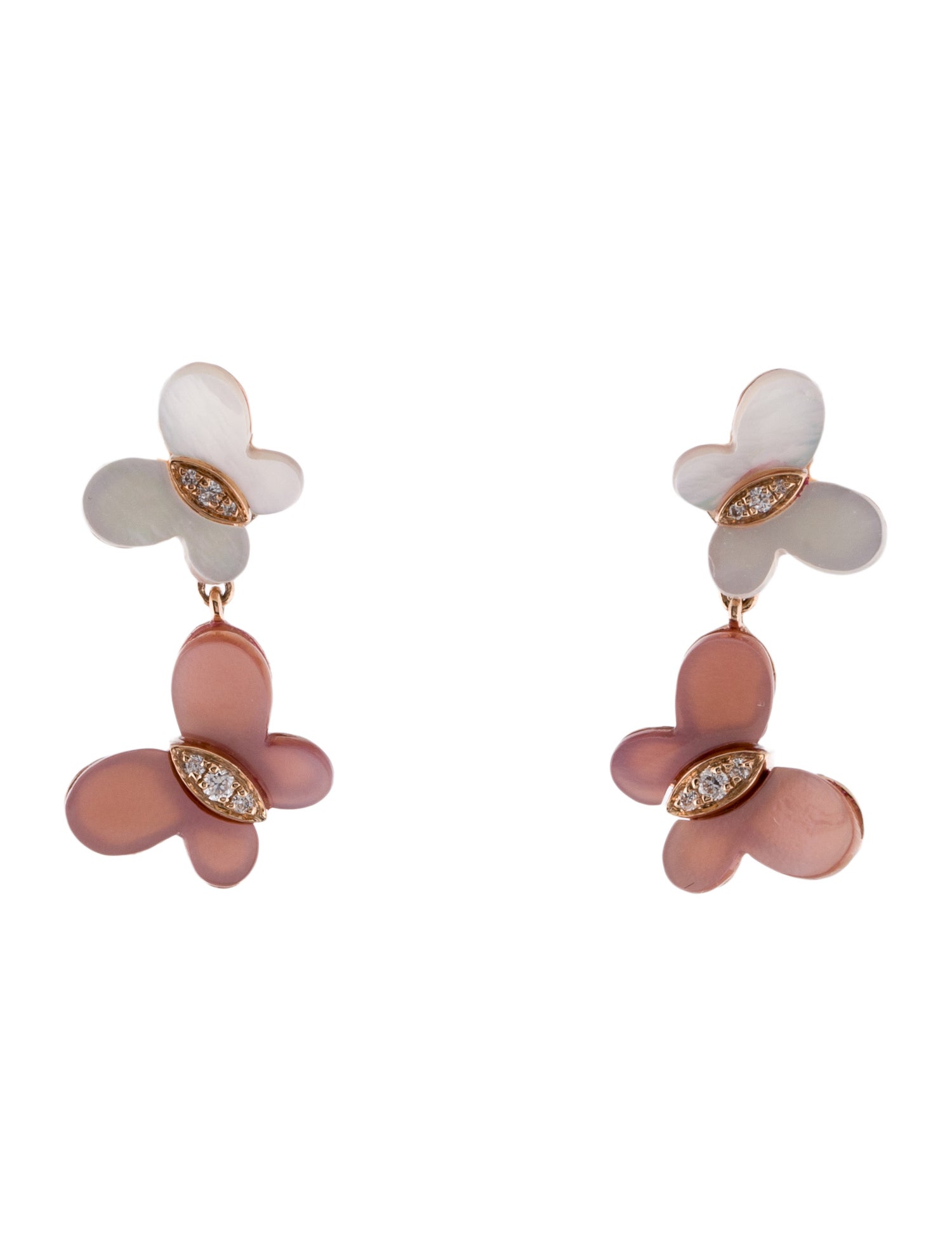 Effy Jewelry 14K Mother of Pearl & Diamond Butterfly Drop Earrings