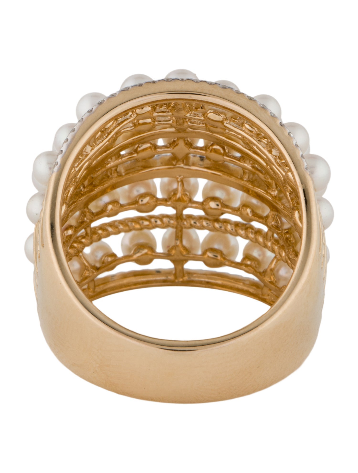 Effy Jewelry 14K Pearl & Diamond Dome Cocktail Ring