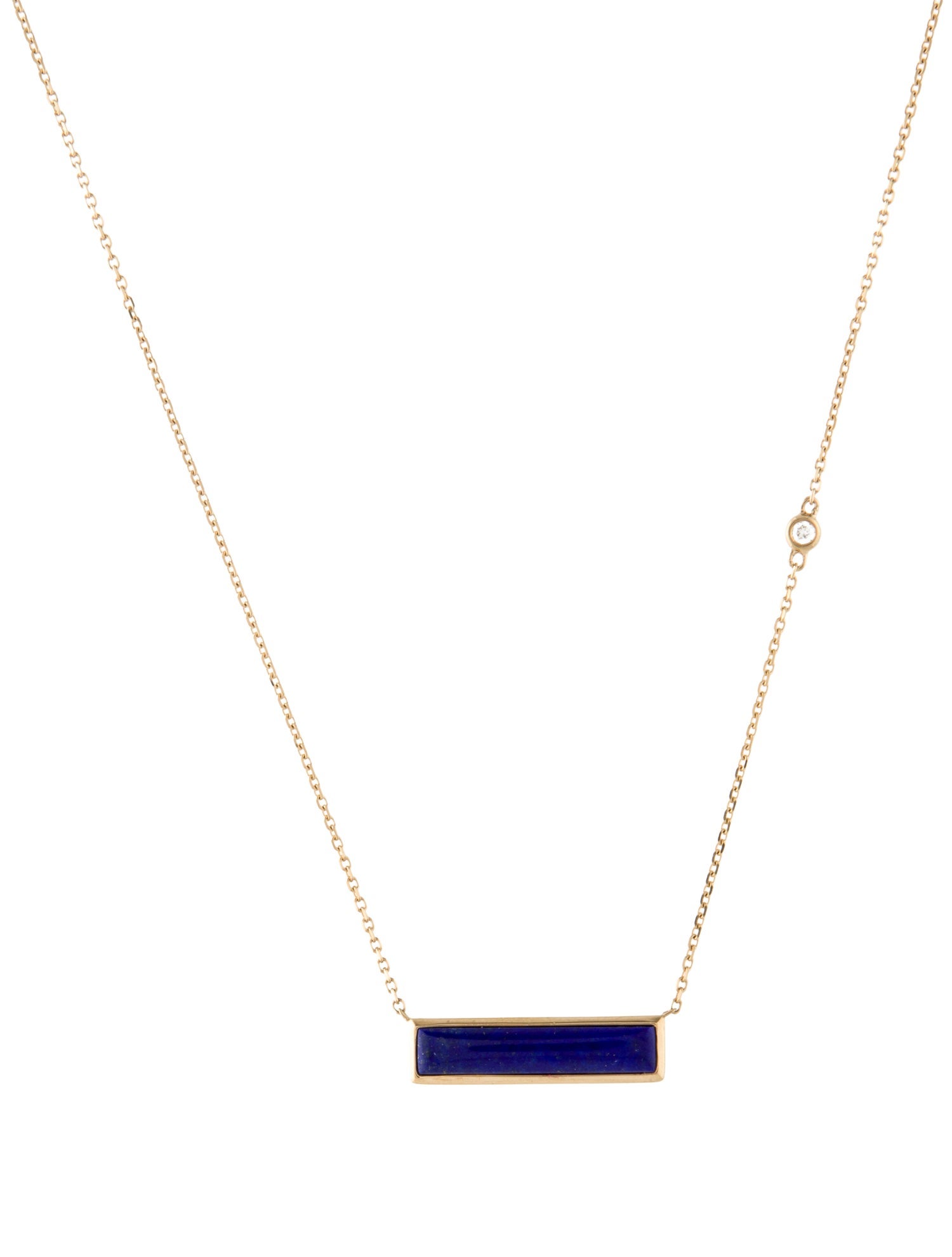 Effy Jewelry 14K Lapis Lazuli & Diamond Bar Pendant Necklace