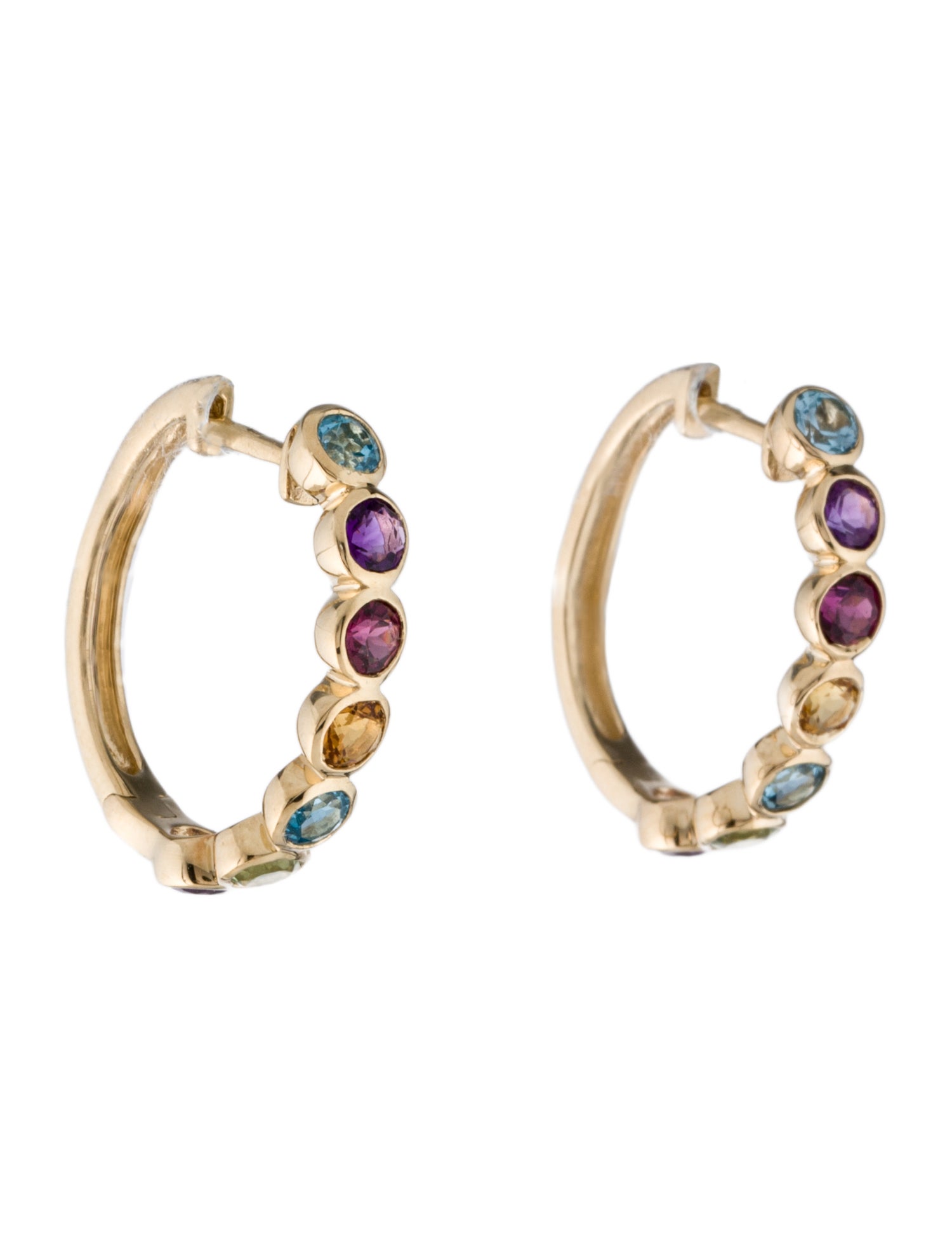 Effy Jewelry 14K Multistone Hoop Earrings