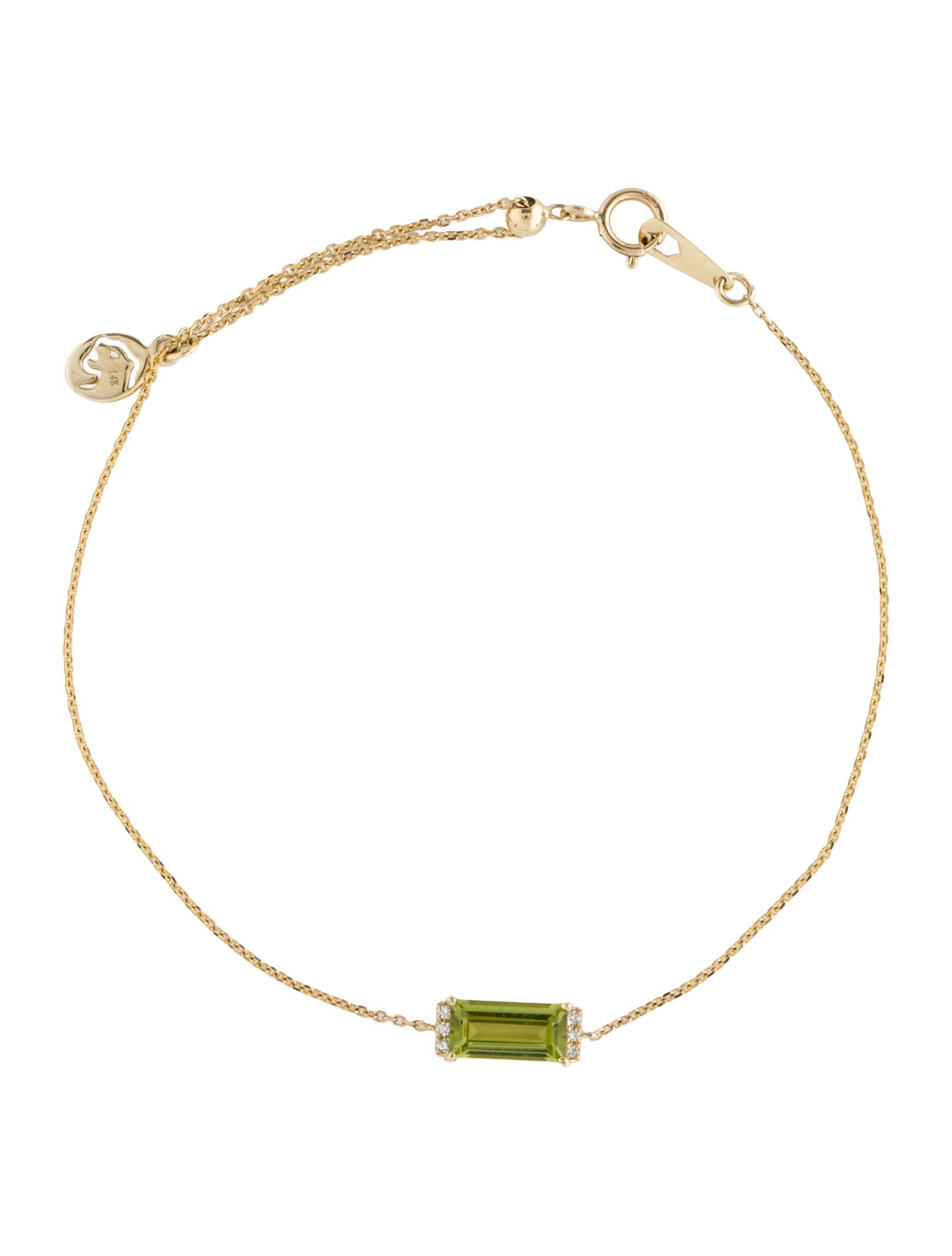 Effy Jewelry 14K Peridot & Diamond Station Bracelet