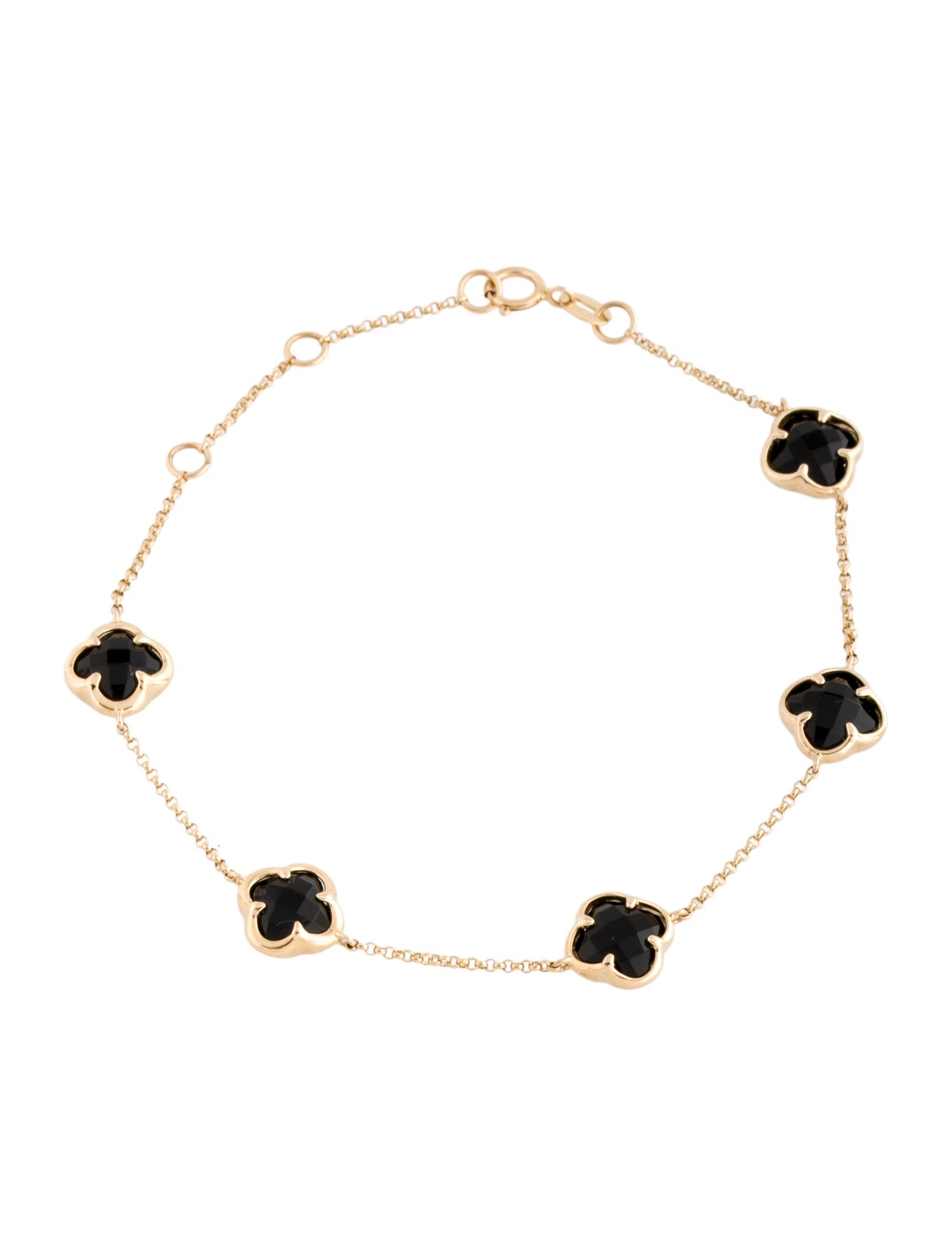 Effy Jewelry 14K Onyx Clover Station Bracelet