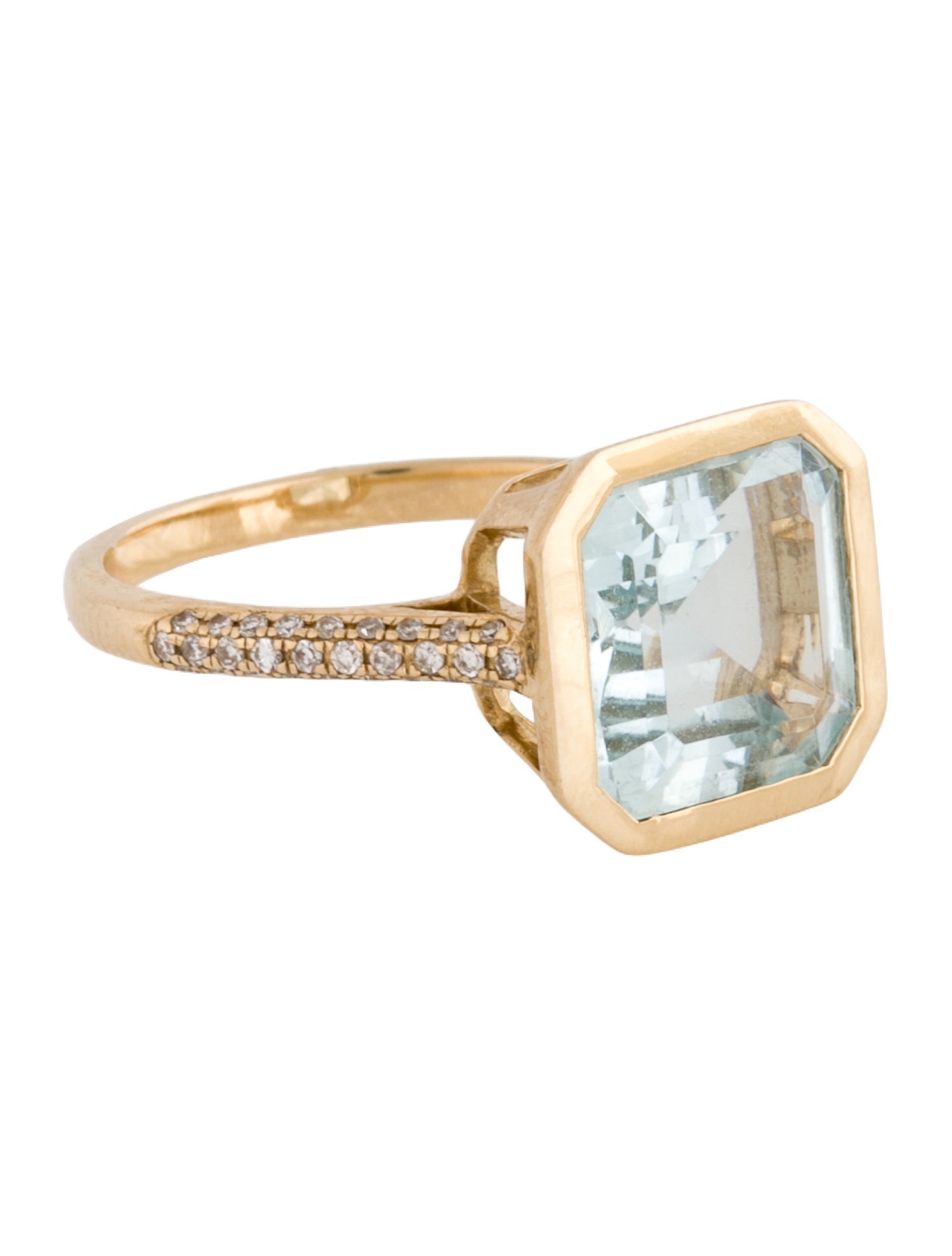 Effy Jewelry 14K 4.10ct Aquamarine & Diamond Cocktail Ring
