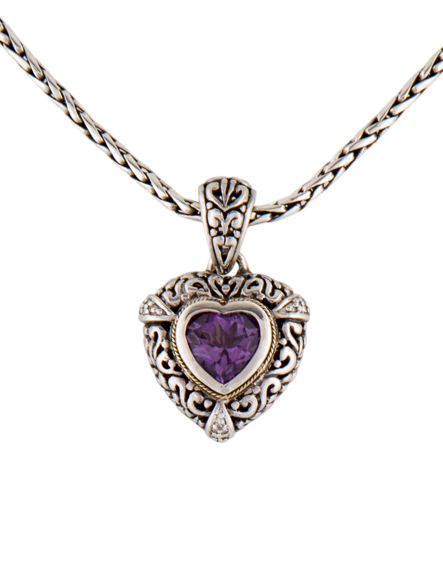 Effy Jewelry Two-Tone Amethyst & Diamond Heart Pendant