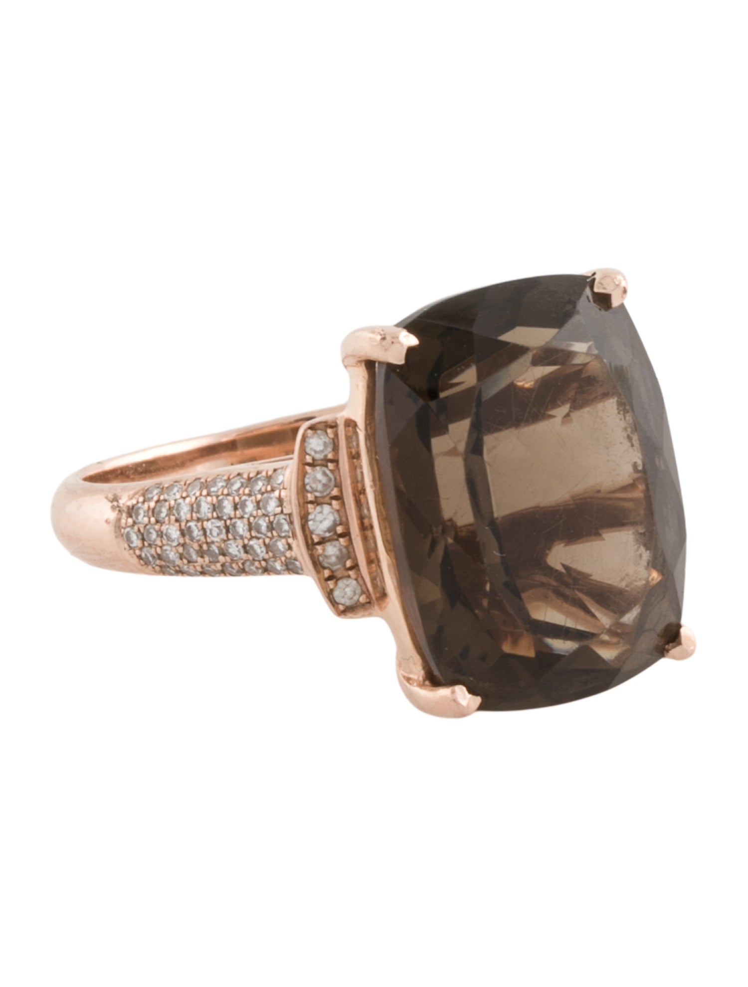 Effy Jewelry 14K Smoky Quartz & Diamond Pavé Cocktail Ring
