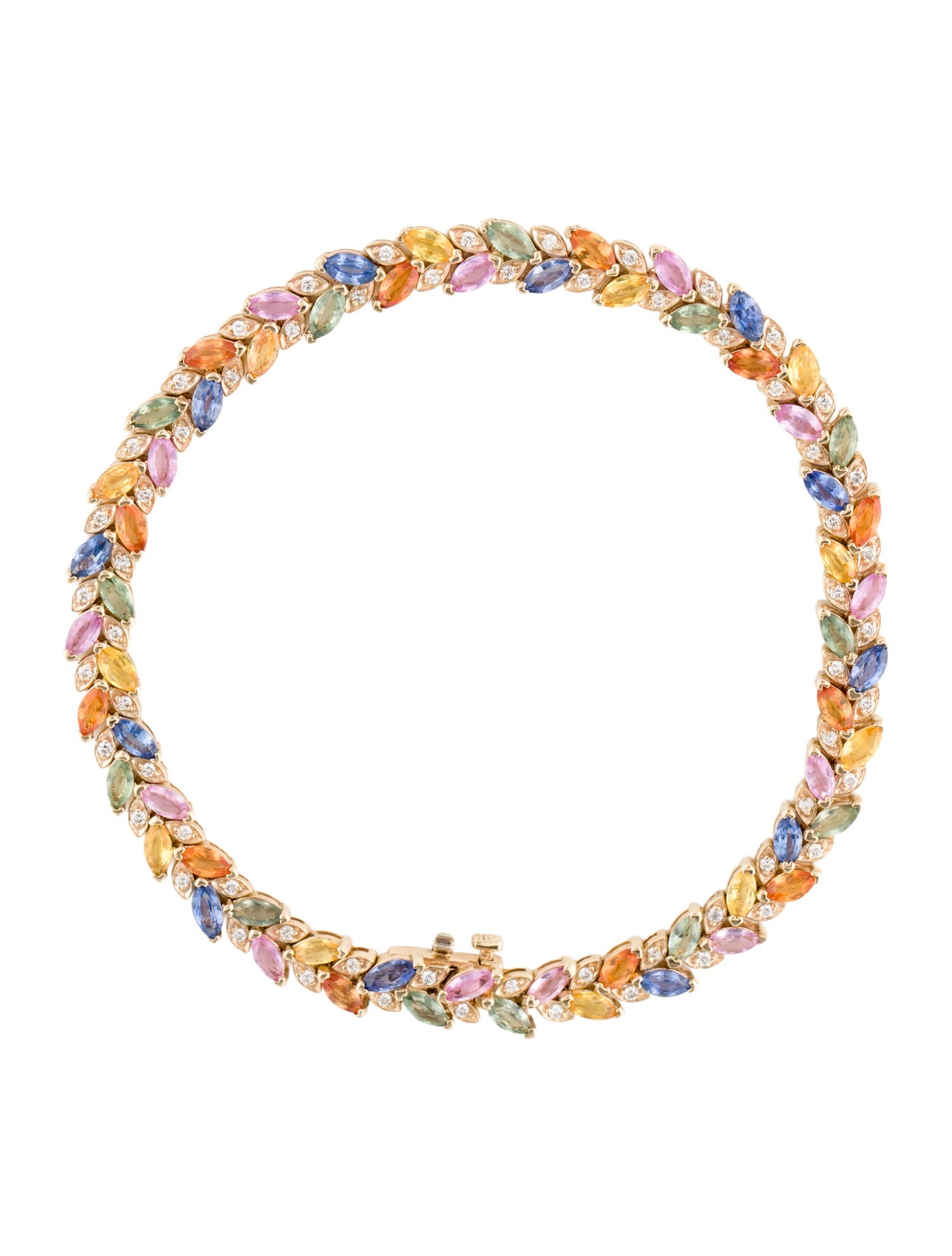 Effy Jewelry 14K 8.54ctw Sapphire & Diamond Link Bracelet